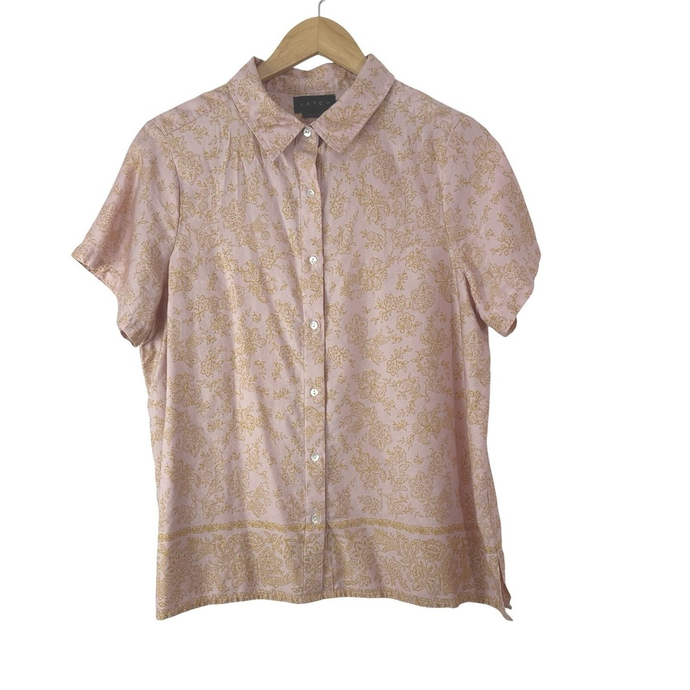 Hatch Pink and Gold Short-Sleeve Button-Down Shirt